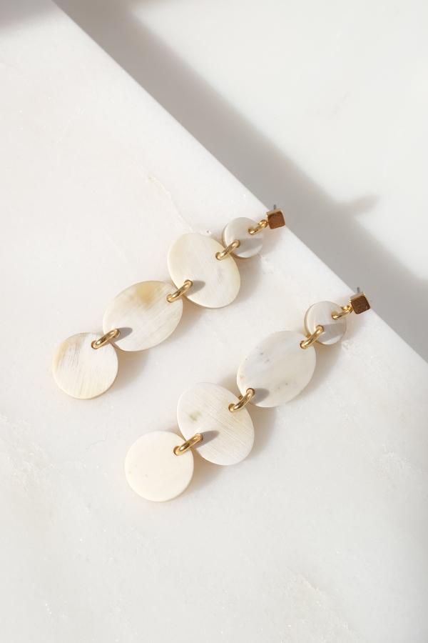 Asymmetrical Geo Buffalo Horn Dangle Post Earrings