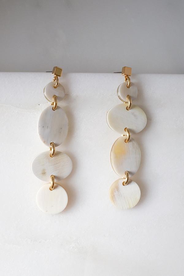 Asymmetrical Geo Buffalo Horn Dangle Post Earrings