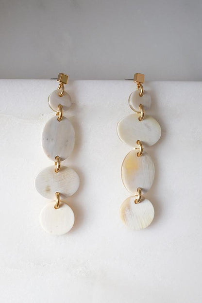 Asymmetrical Geo Buffalo Horn Dangle Post Earrings
