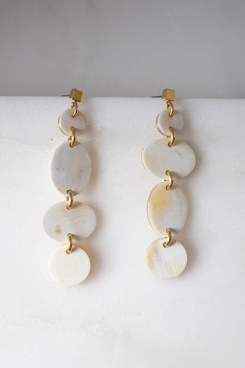 Asymmetrical Geo Buffalo Horn Dangle Post Earrings
