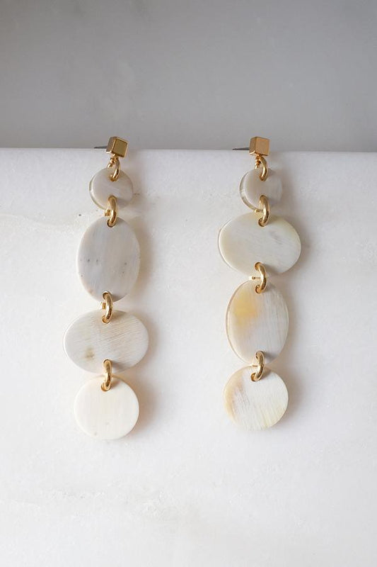 Asymmetrical Geo Buffalo Horn Dangle Post Earrings