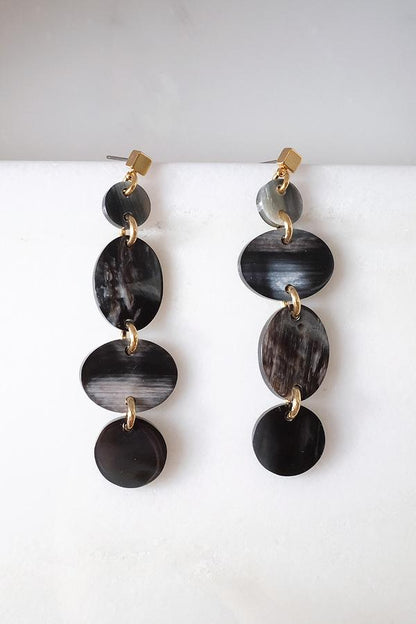 Asymmetrical Geo Buffalo Horn Dangle Post Earrings
