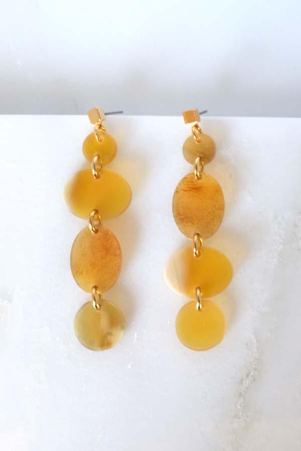 Asymmetrical Geo Buffalo Horn Dangle Post Earrings